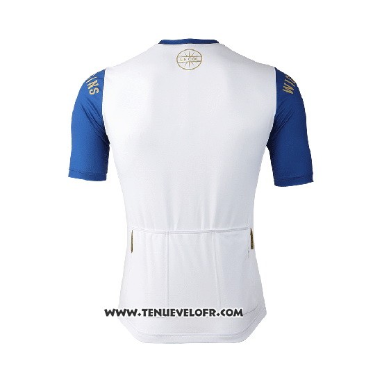 2019 Maillot Ciclismo Lecol Blanc Bleu Manches Courtes et Cuissard